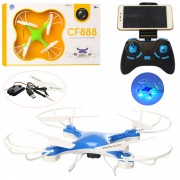 Радио - квадрокоптер 888-3 CF, 2,4G, свет, камера, WiFi, USB зарядное, железные лопасти, 2 цвета