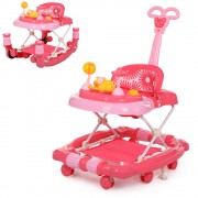 Ходунки 3848-4 M 3в1 ручка качалка музыка, коврик, розовый