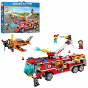 Конструктор 603039 SD, пожарная техника, самолет, фигурки, 580 деталей